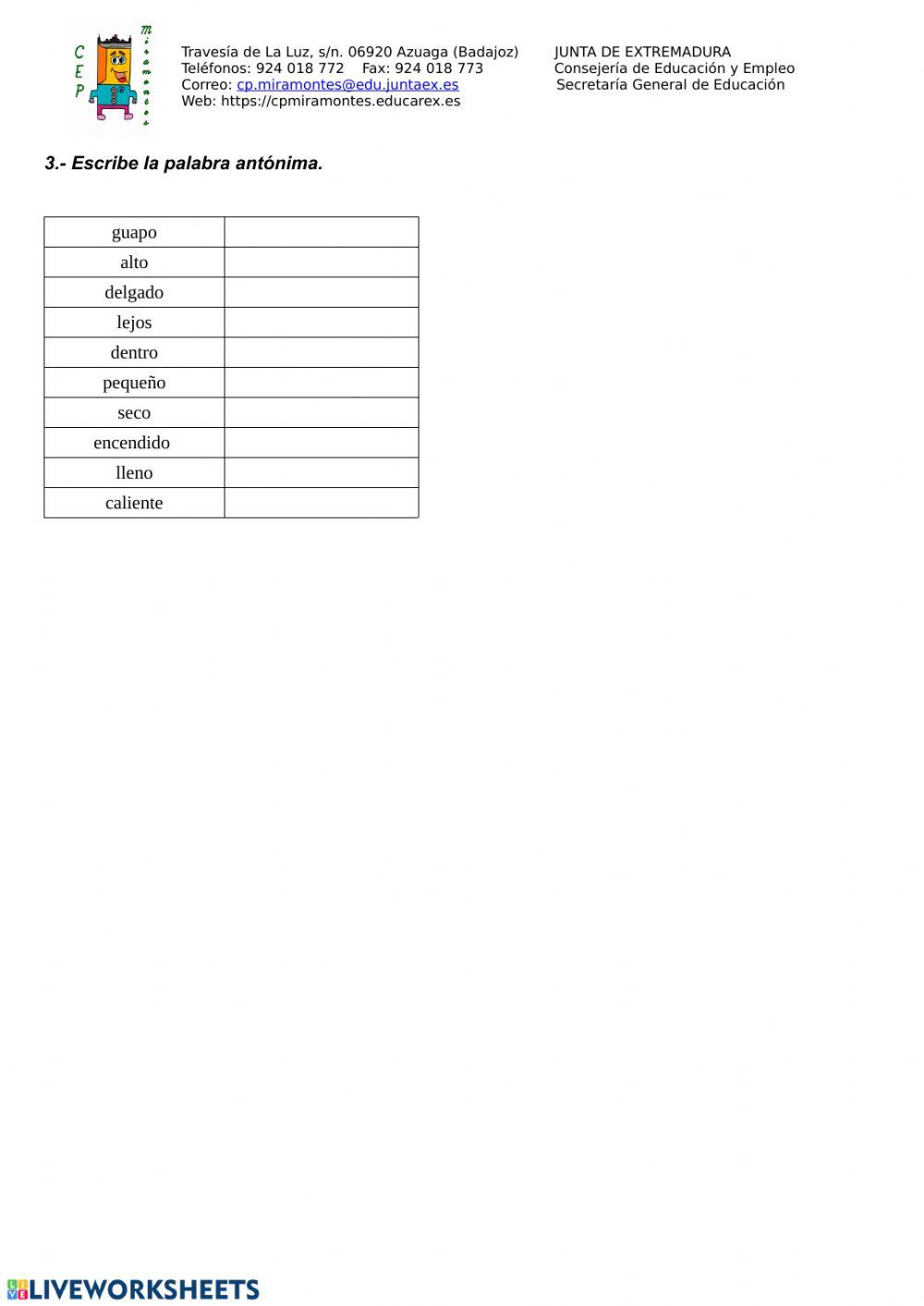 Sinónimos y antónimos 1