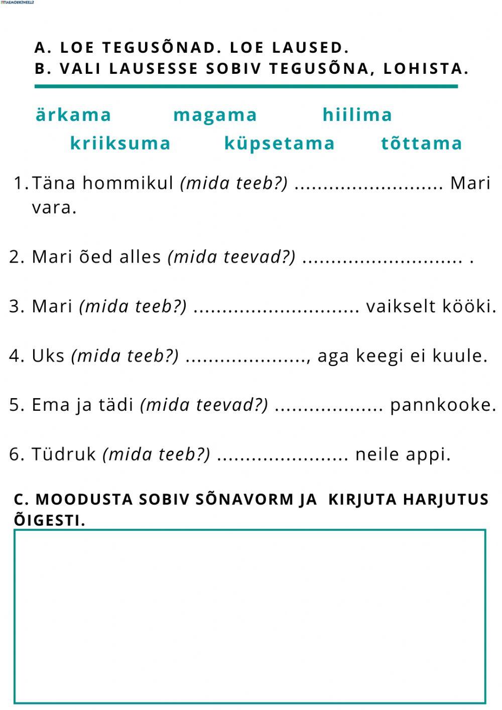 Tegusõna muutevormid