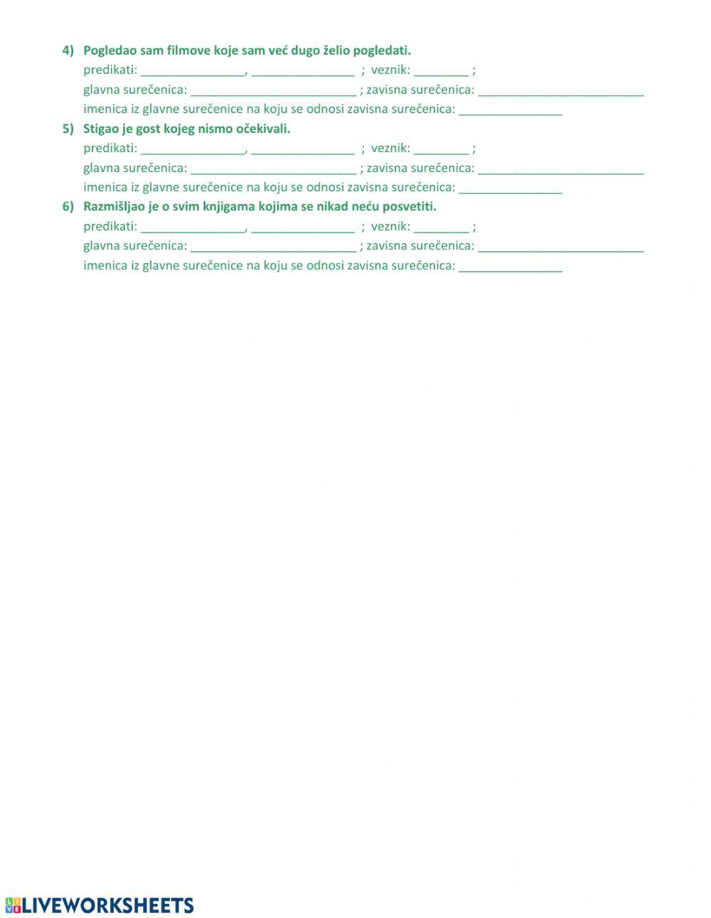 VJEŽBA: predikatne i atributne rečenice