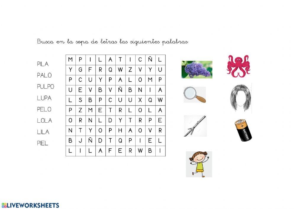 Sopa de letras L y P