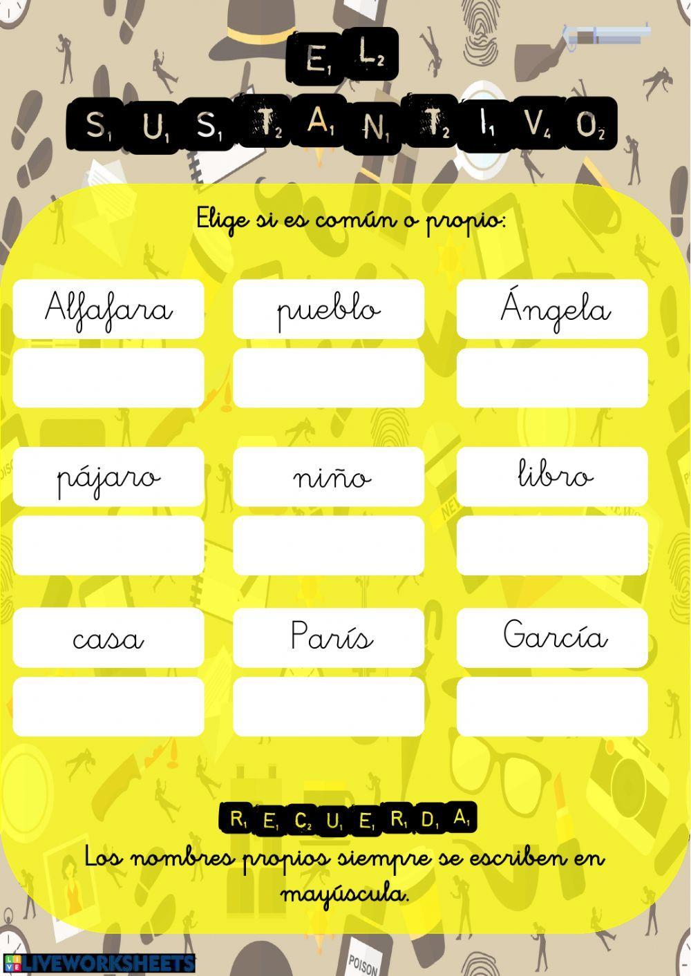 Detectives de palabras. Los sustantivos