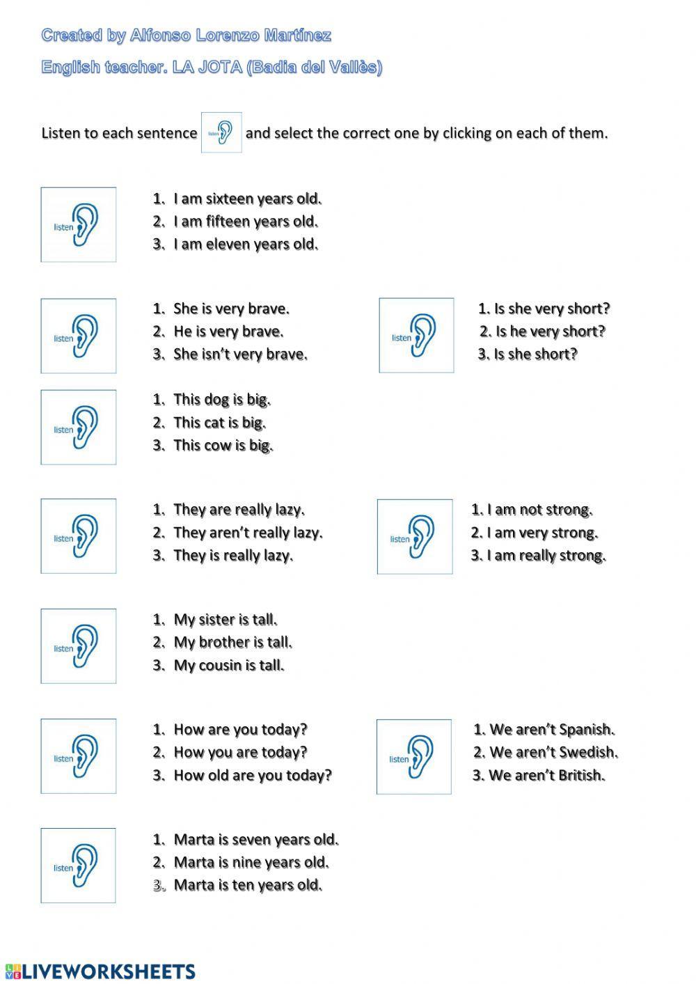 Listening: To Be Present Simple Listening: To Be Present Simple