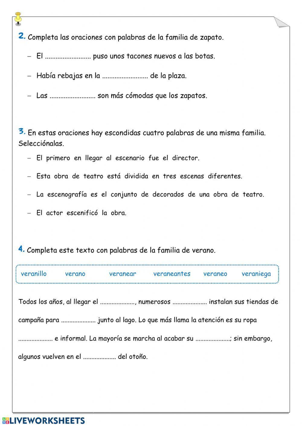 Familias de palabras