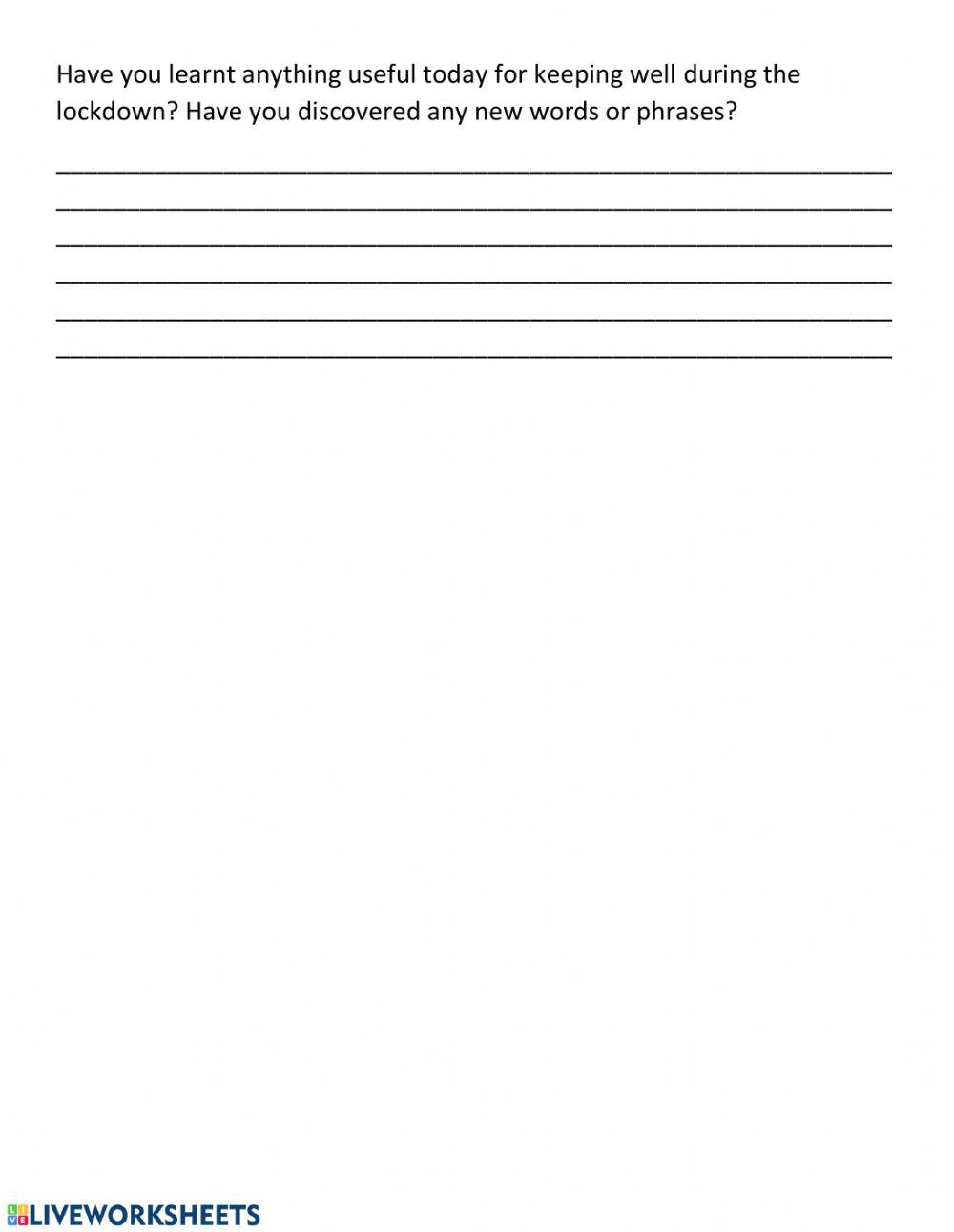 Webquest - Wellbeing during lockdown