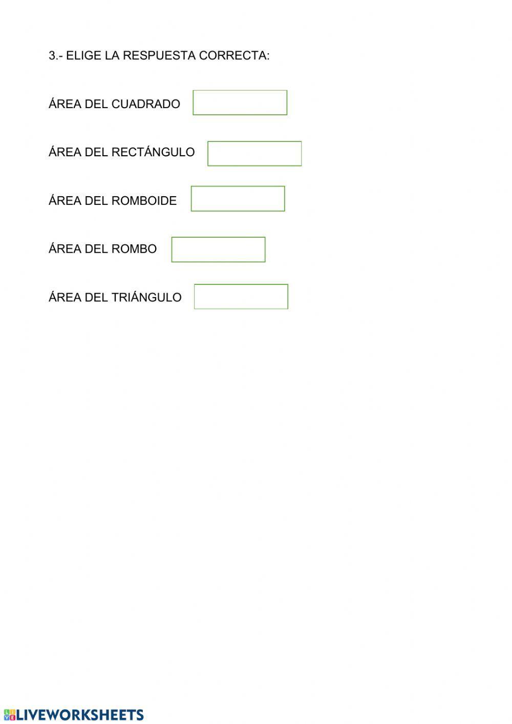 Áreas de polígonos regulares y triángulos