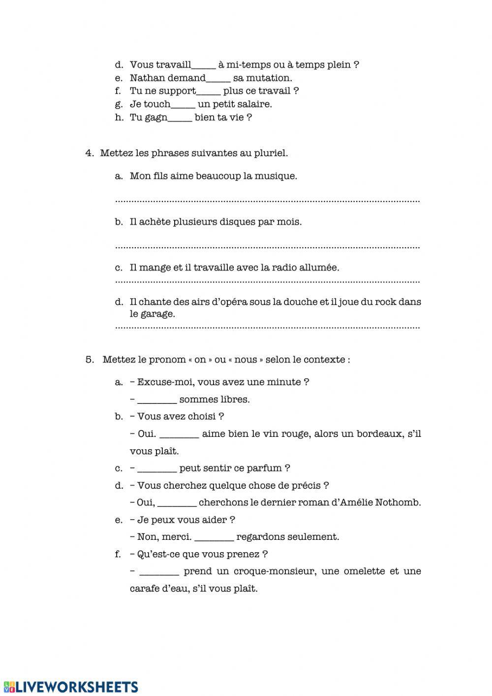 Les verbes au présent en -ER