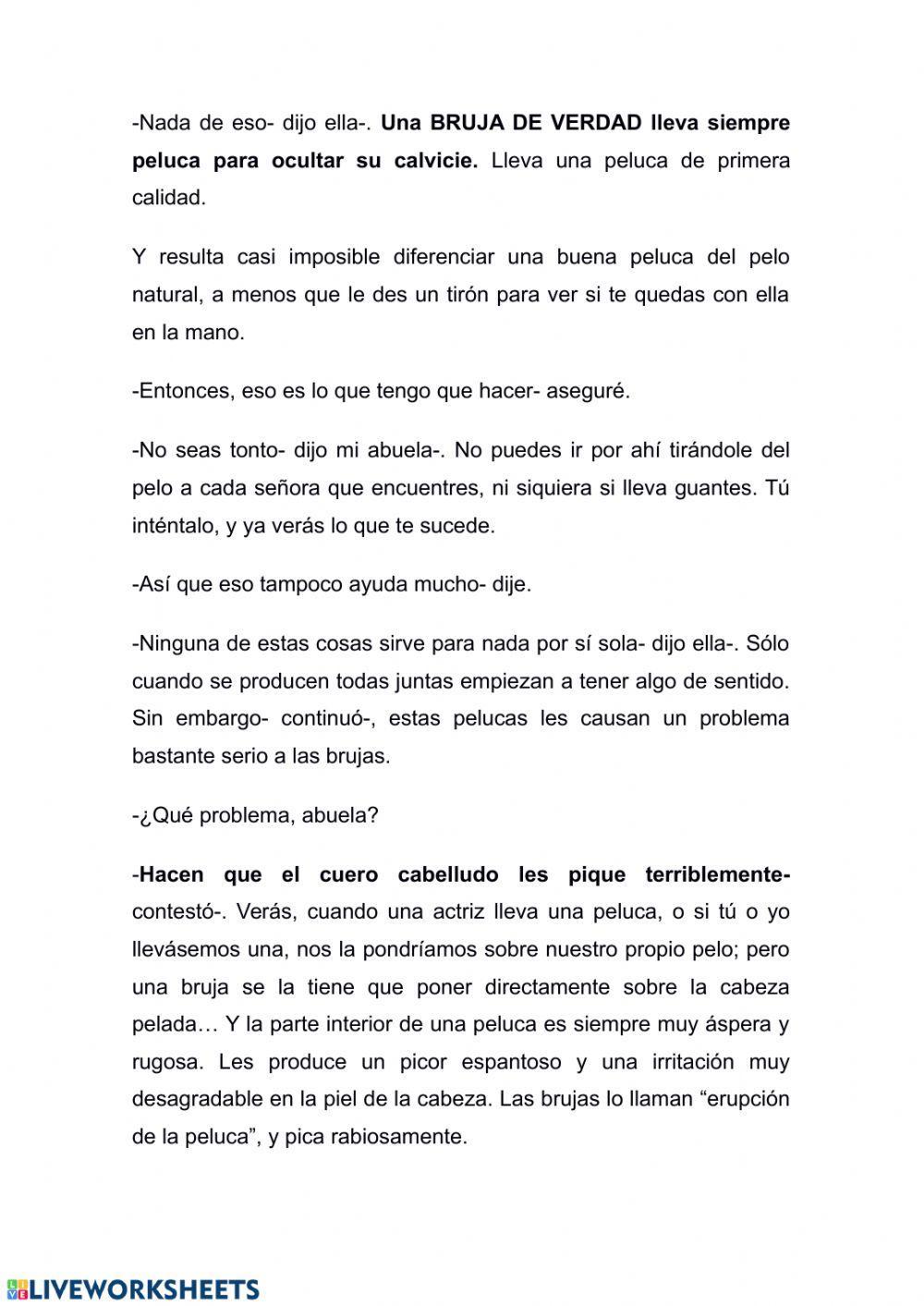 Lectura comprensiva y expresión escrita -Las brujas-