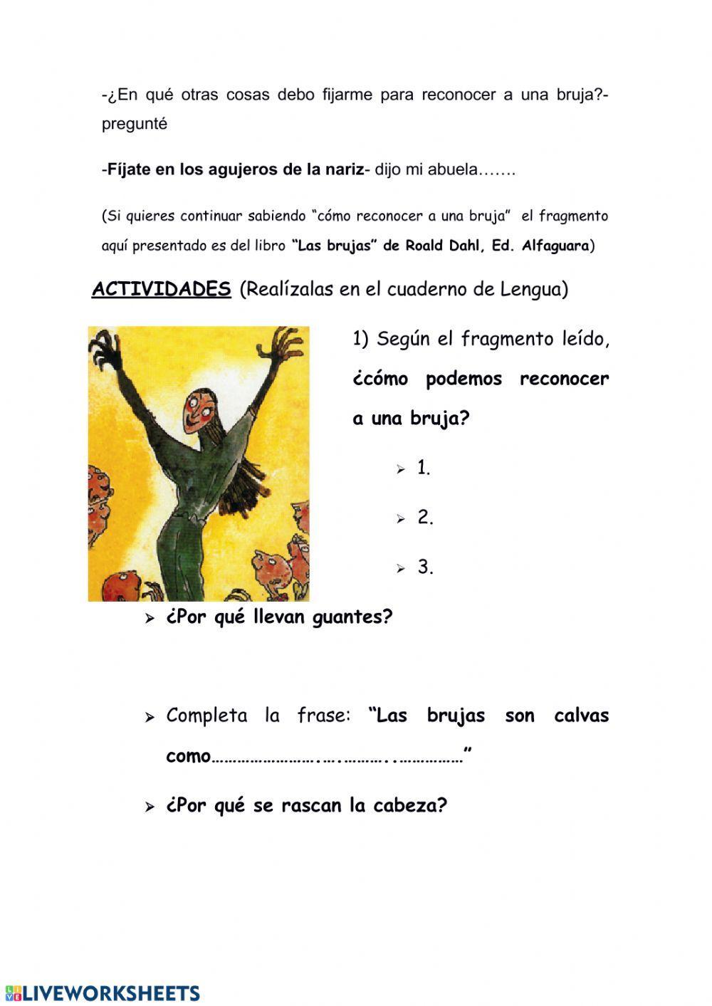 Lectura comprensiva y expresión escrita -Las brujas-