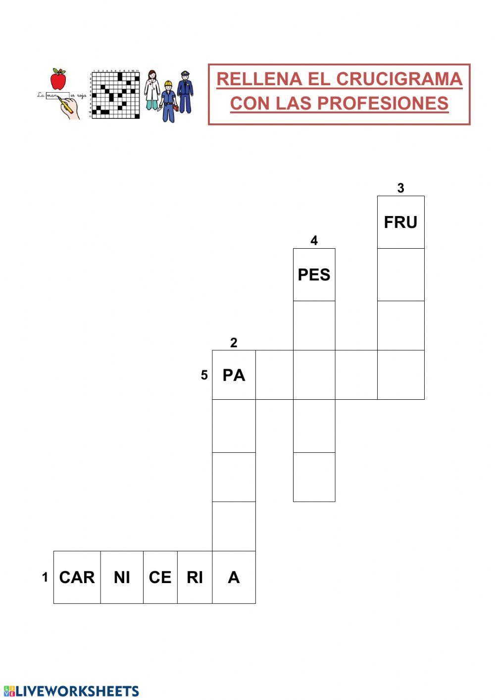 Crucigrama de las profesiones