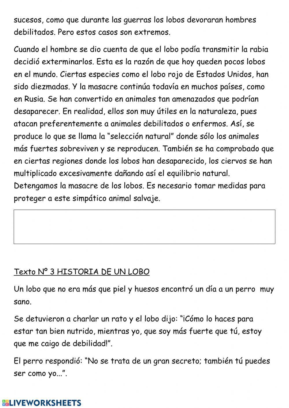Comprensión lectora El lobo