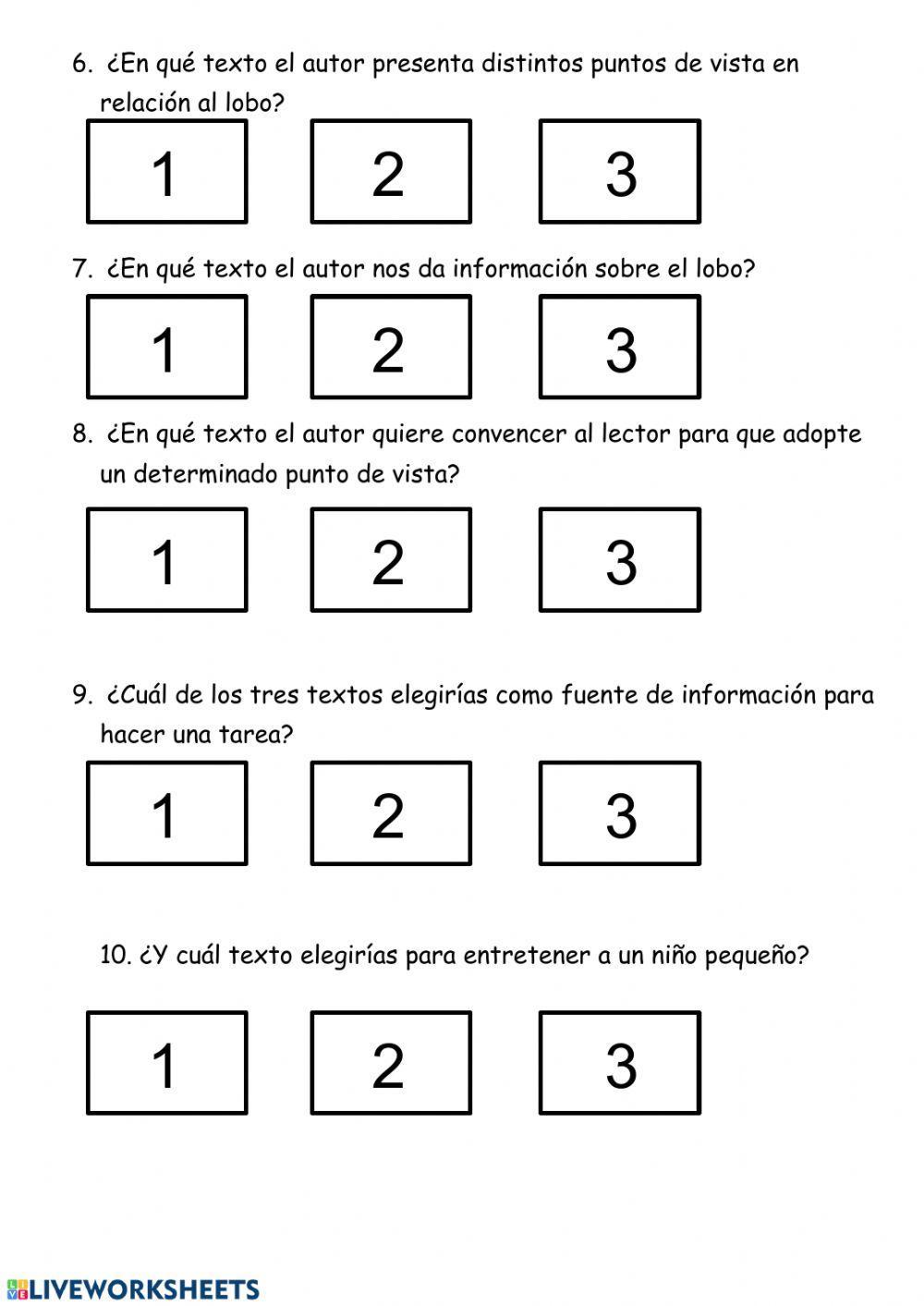 Comprensión lectora El lobo