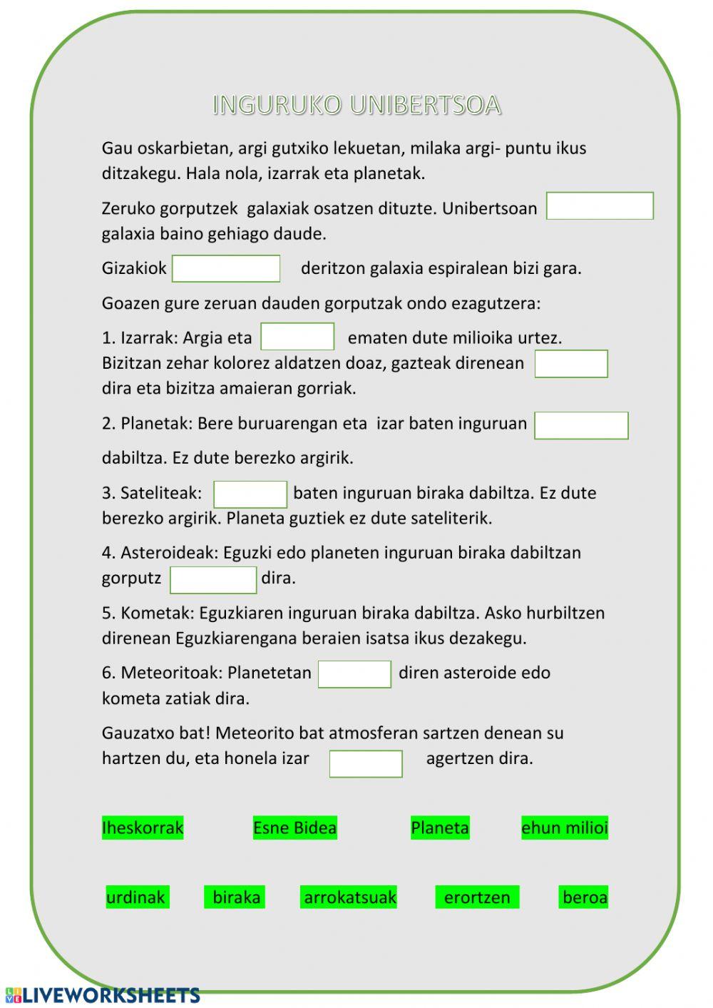 Unibertsoko elementuak