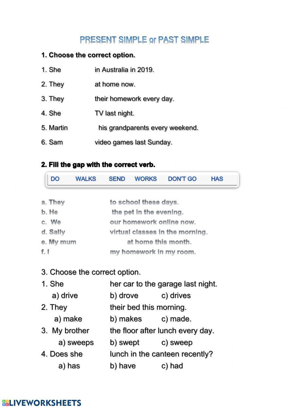 Present simple and past simple