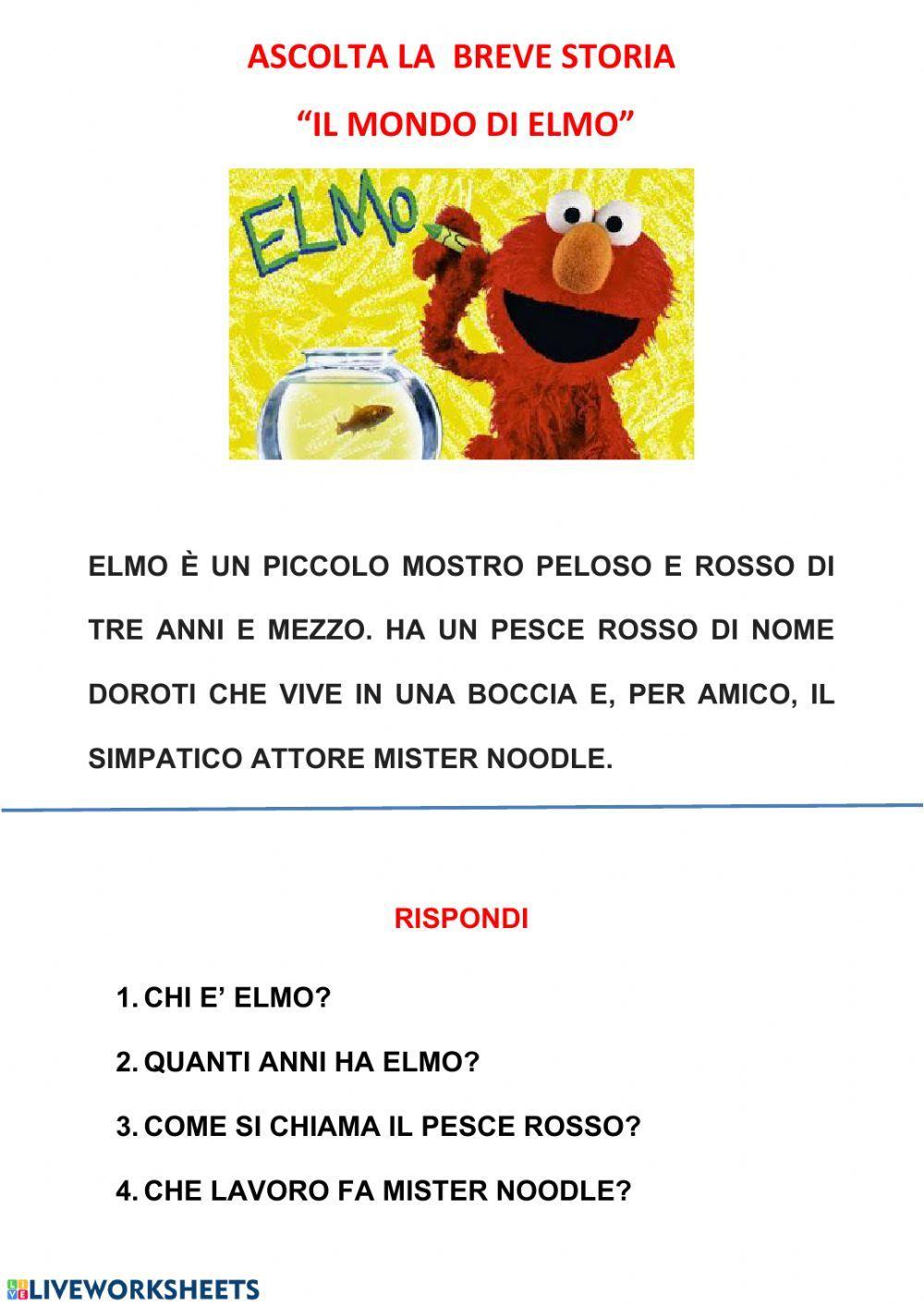 Comprensione del  testo- il mondo di Elmo
