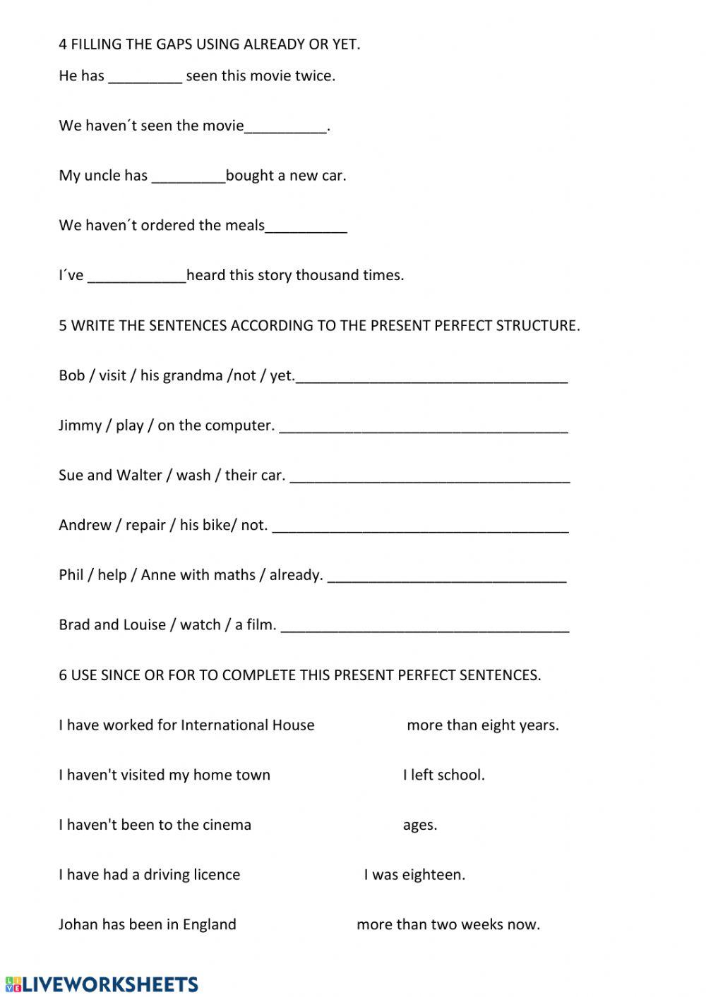 Test present perfect