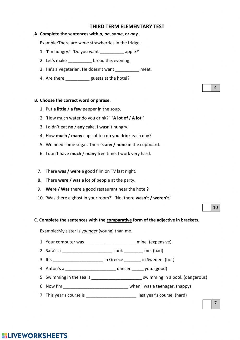 Elementary third term test