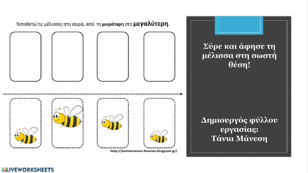 Μέλισσα - φύλλα εργασίας