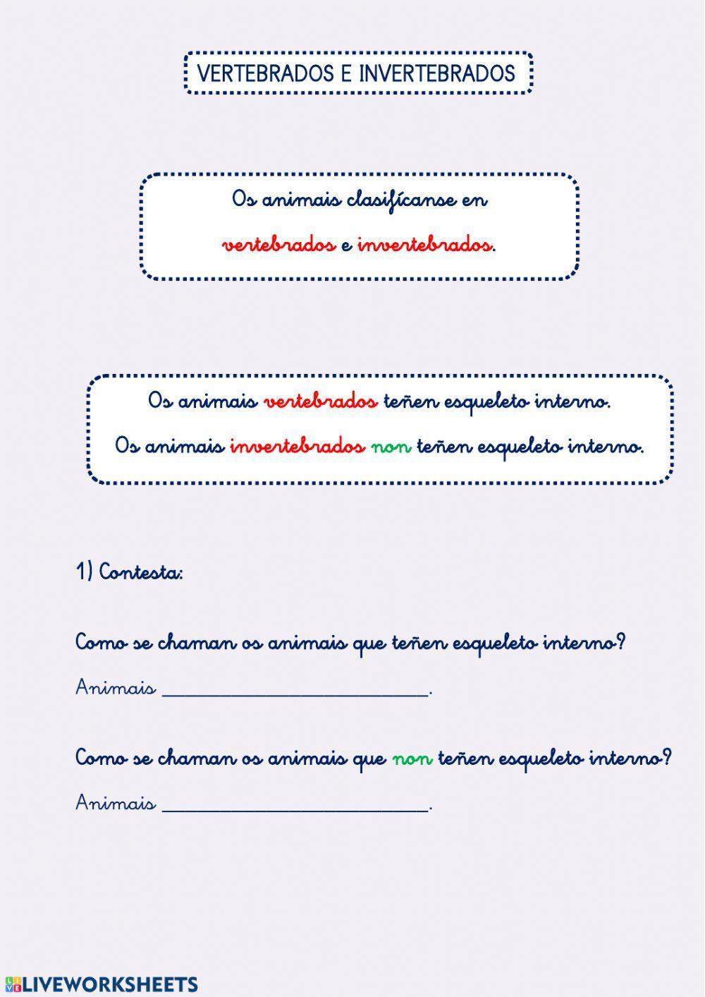 ANIMAIS VERTEBRADOS E INVERTEBRADOS