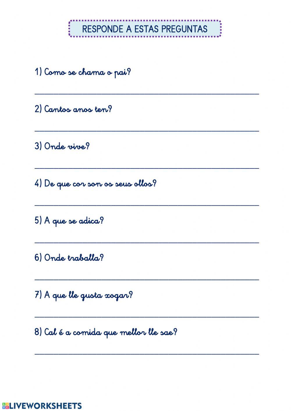 COMPRENSIÓN LECTORA.O MEU PAI.