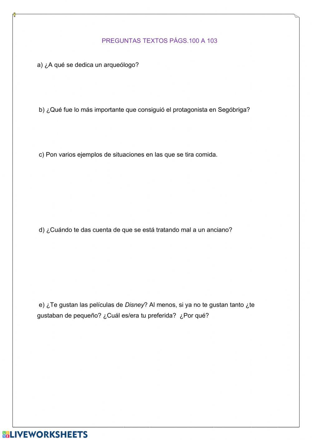 Preguntas pás.100 a 103