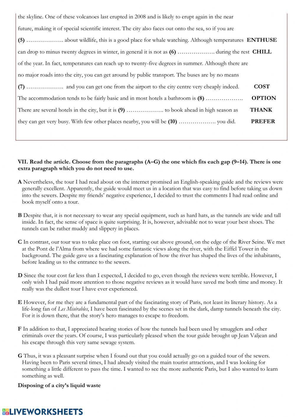 GOLD EXPERIENCE b2+ UNIT 6 TEST