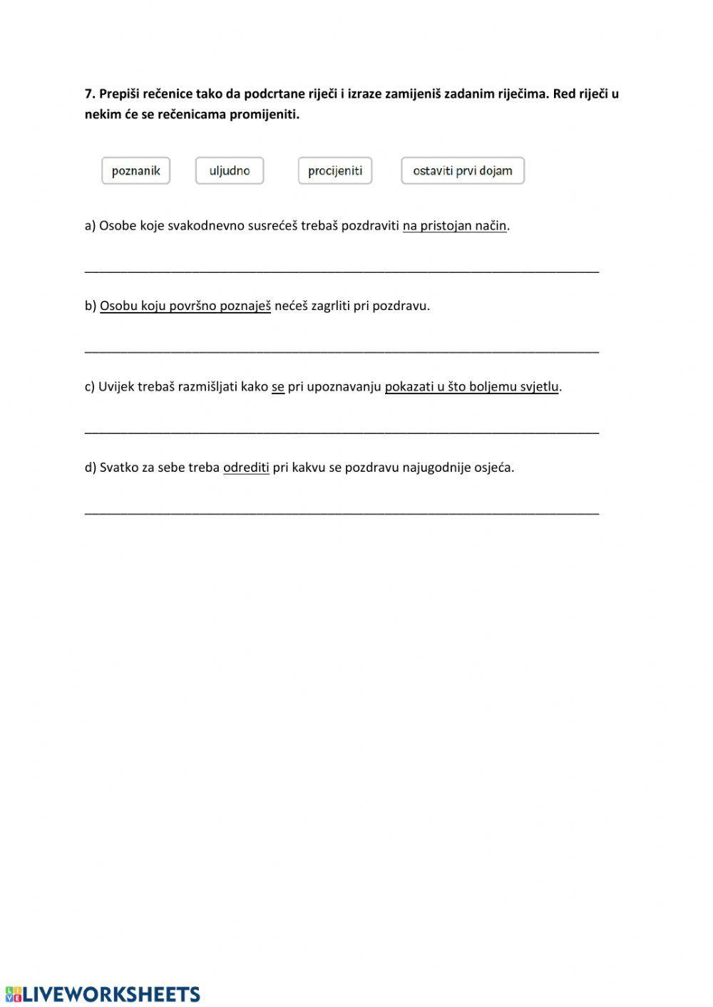 Razumijevanje pročitanog HBG 6 - Lijepo ponašanje za dobar dan