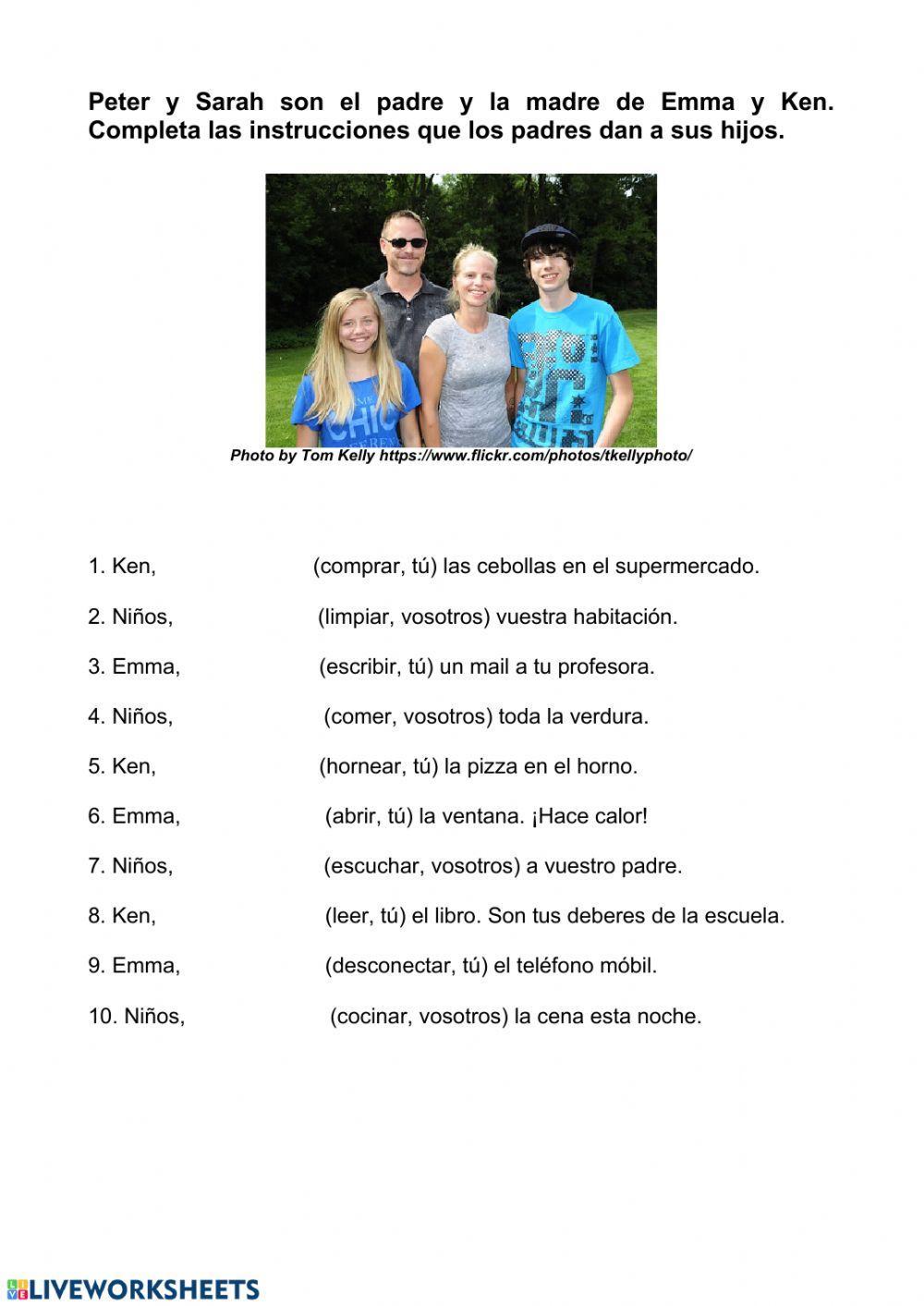 Practica el Imperativo en Castellano