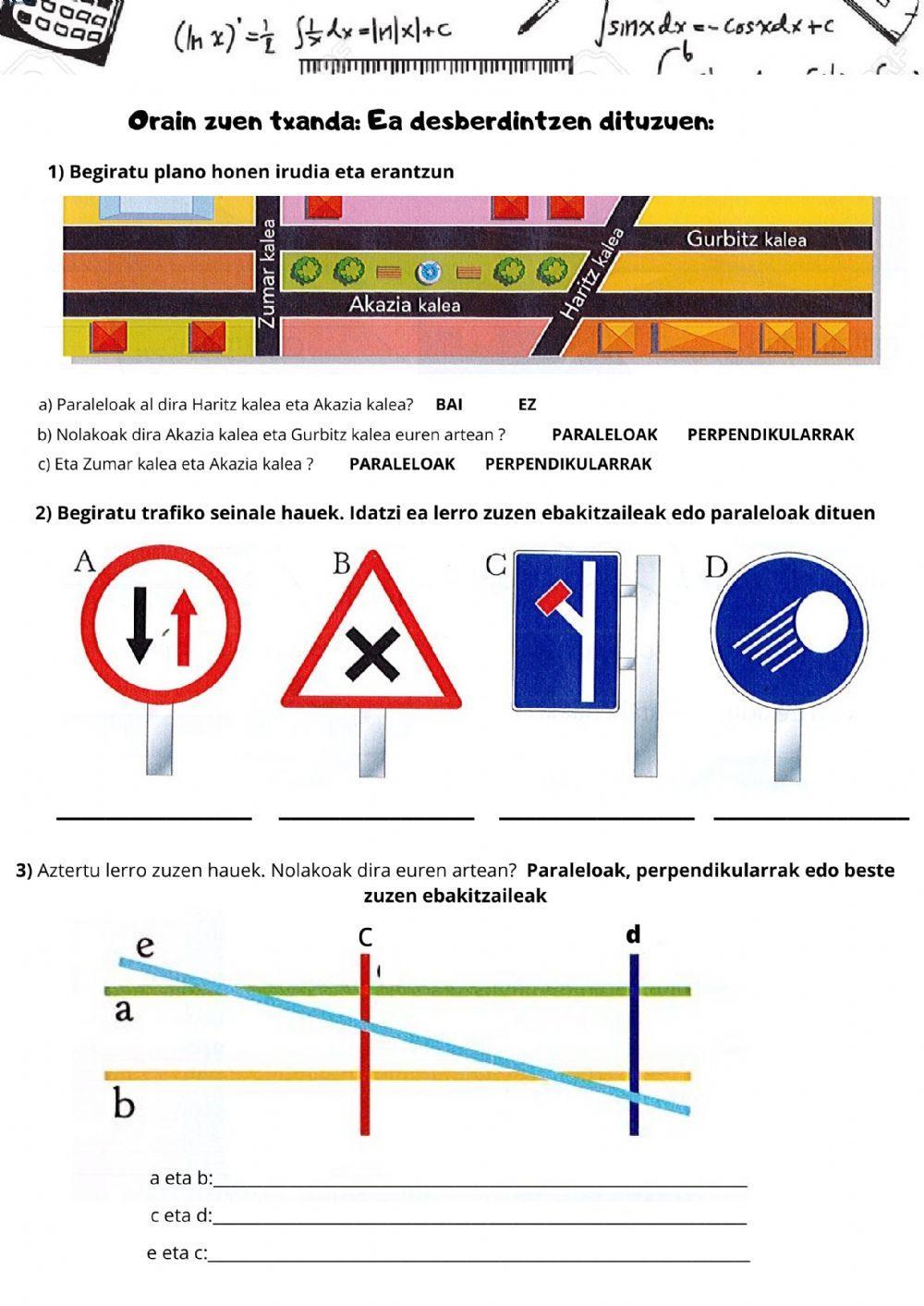 Zuzen paraleloak eta ebakitzaileak