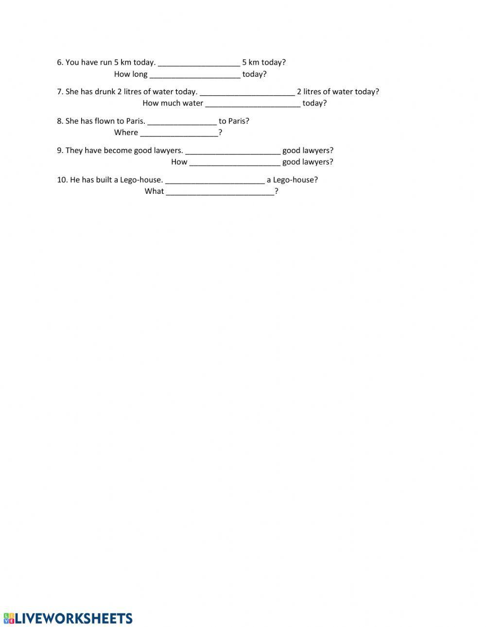 Questions in the Present Perfect