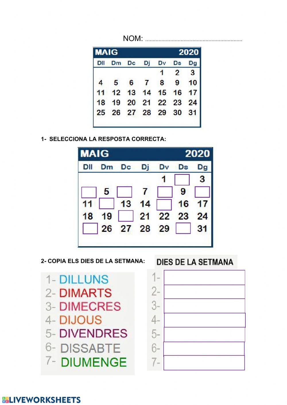 Calendari mes de maig