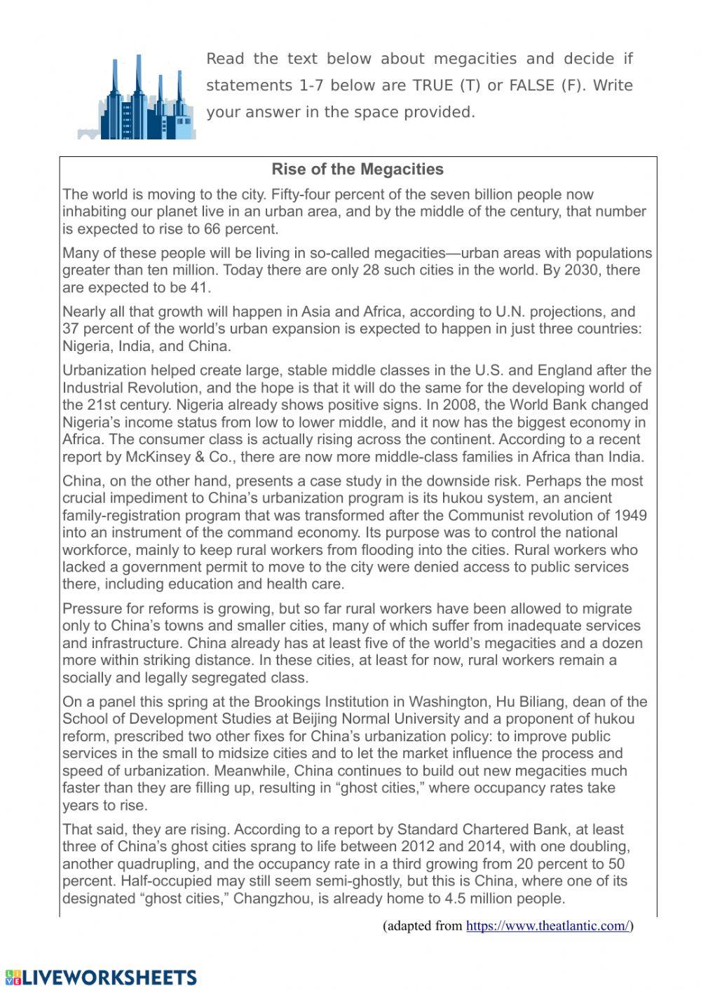 The Rise of the Megacities