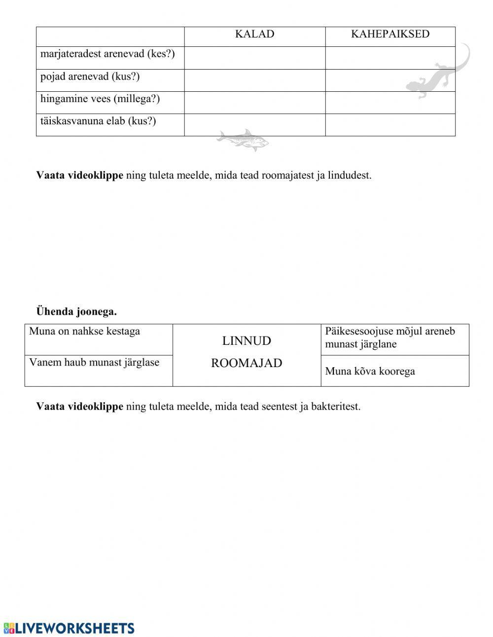 3. klass LOOMAD, SEENED, BAKTERID