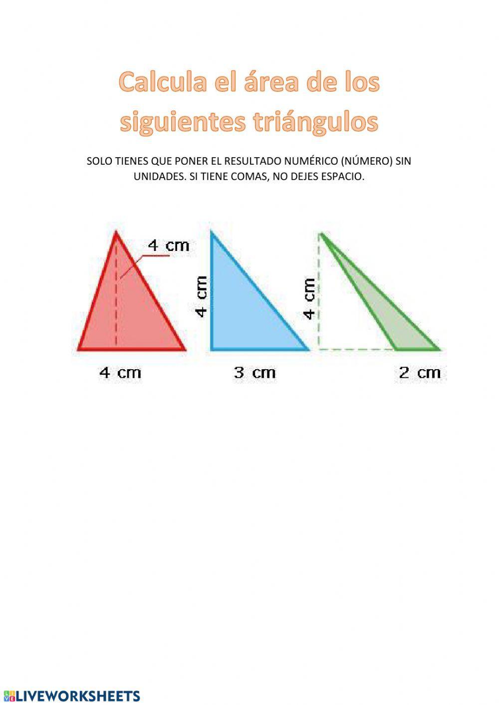 Cálculo de áreas de triángulos Cálculo de áreas de triángulos