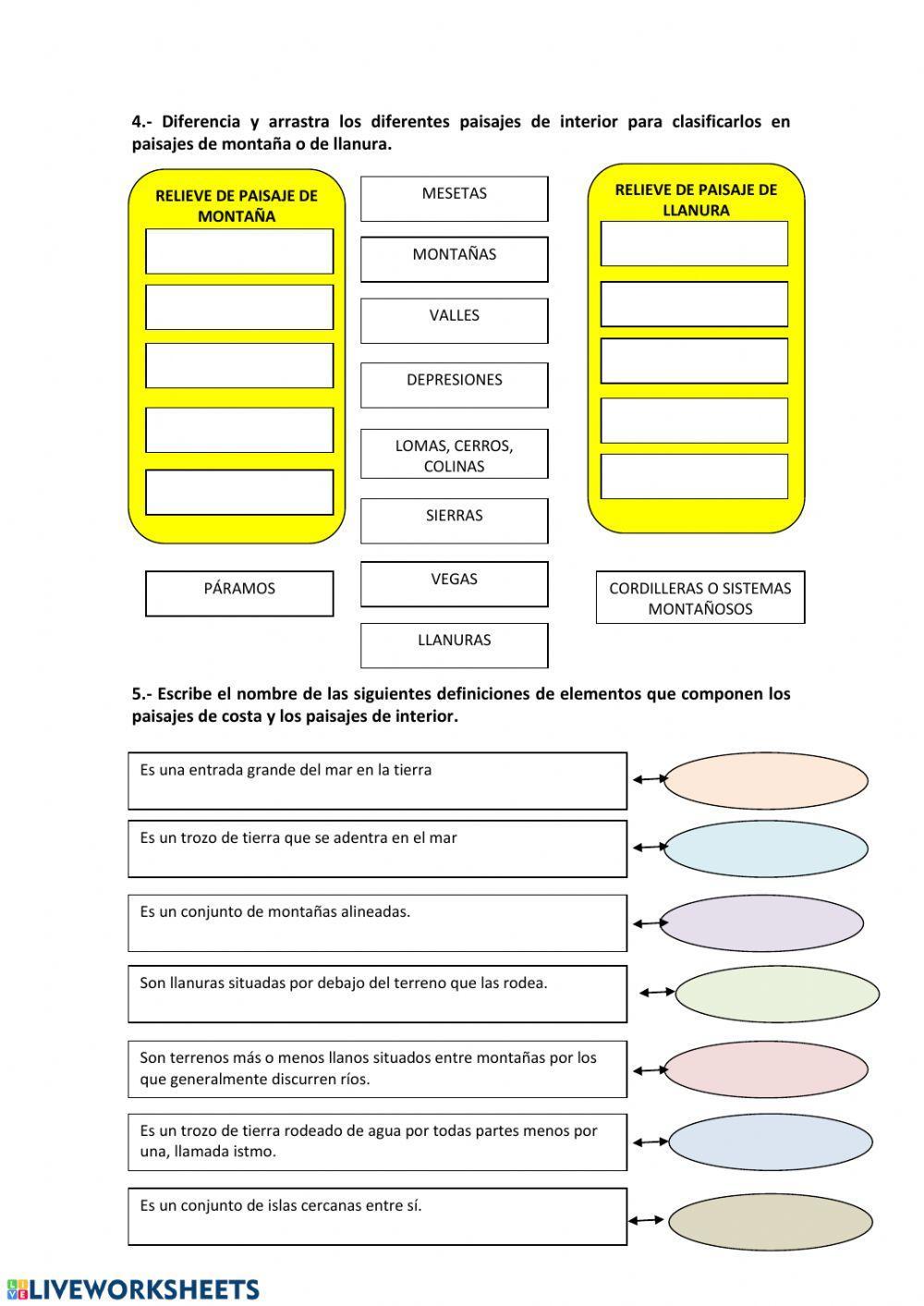 Paisajes de costa y paisajes de interior