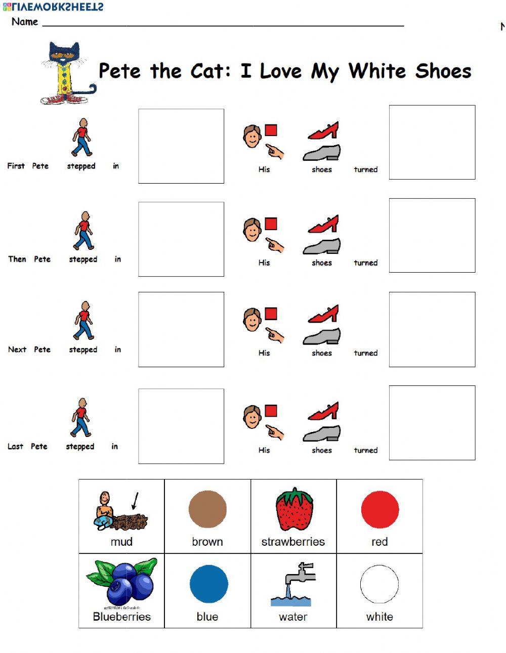 Pete the cat i love my white shoes preschool activities