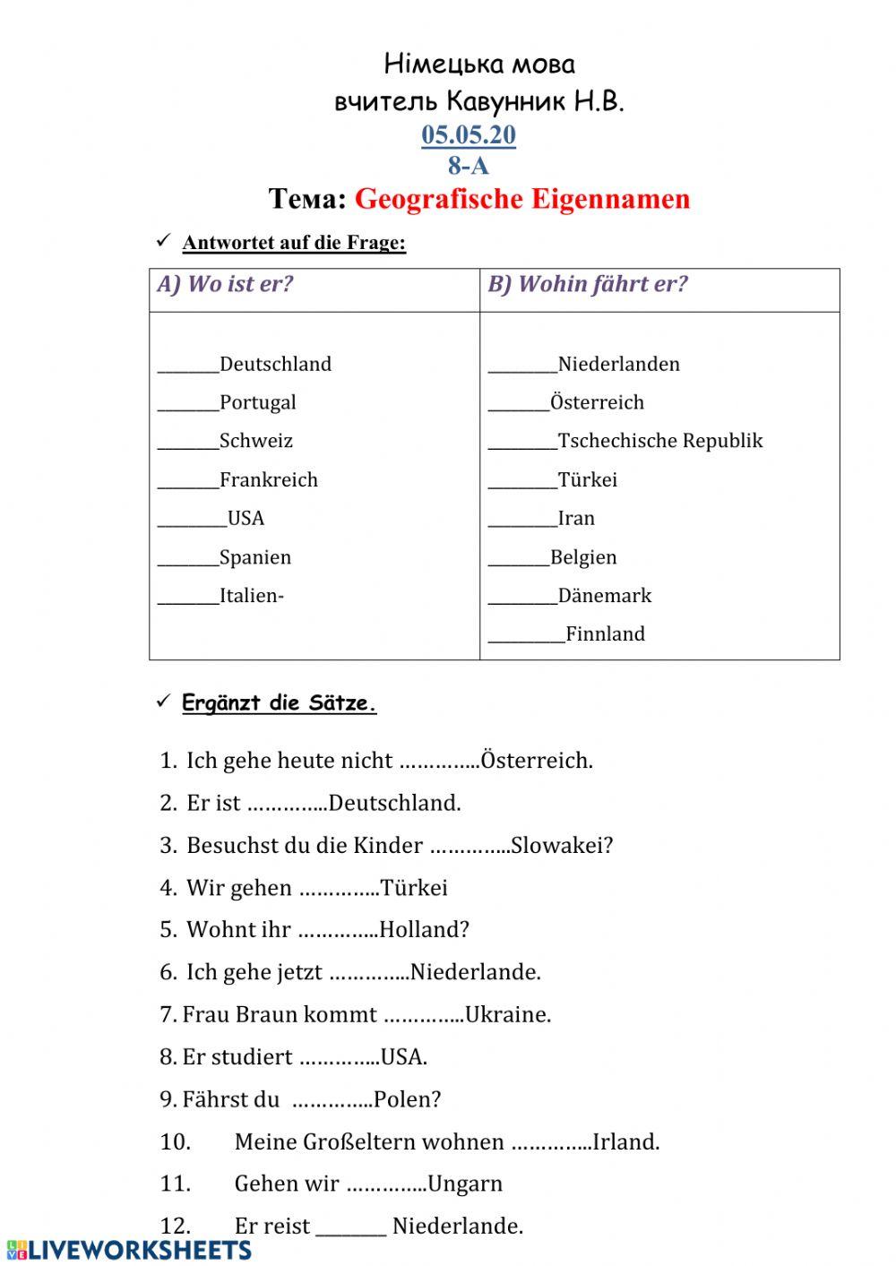 Geografische Eigennamen