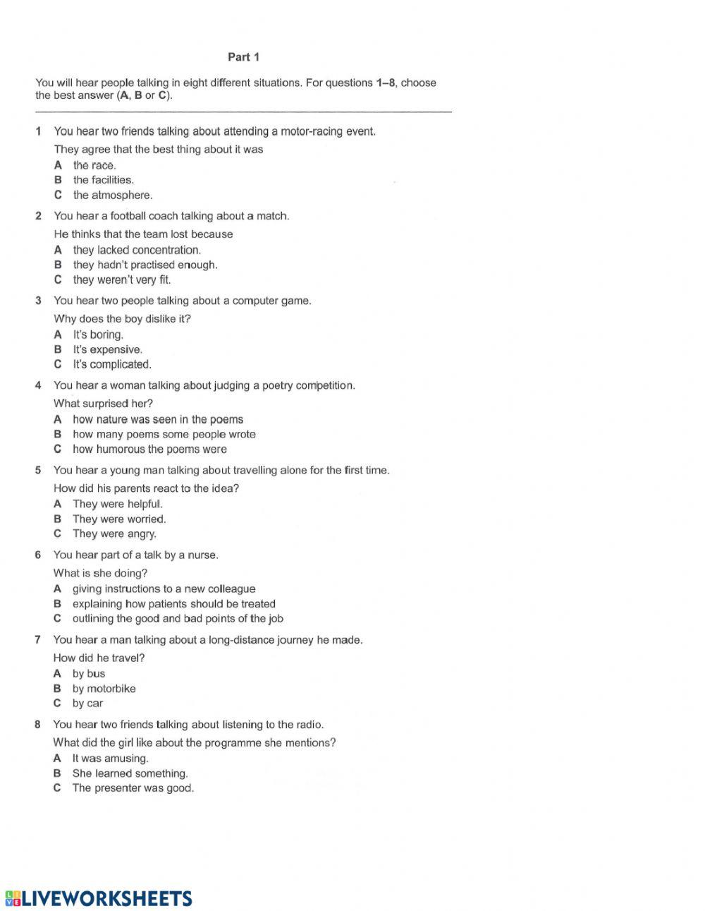 Fce listening part 1 - test 1 - plus