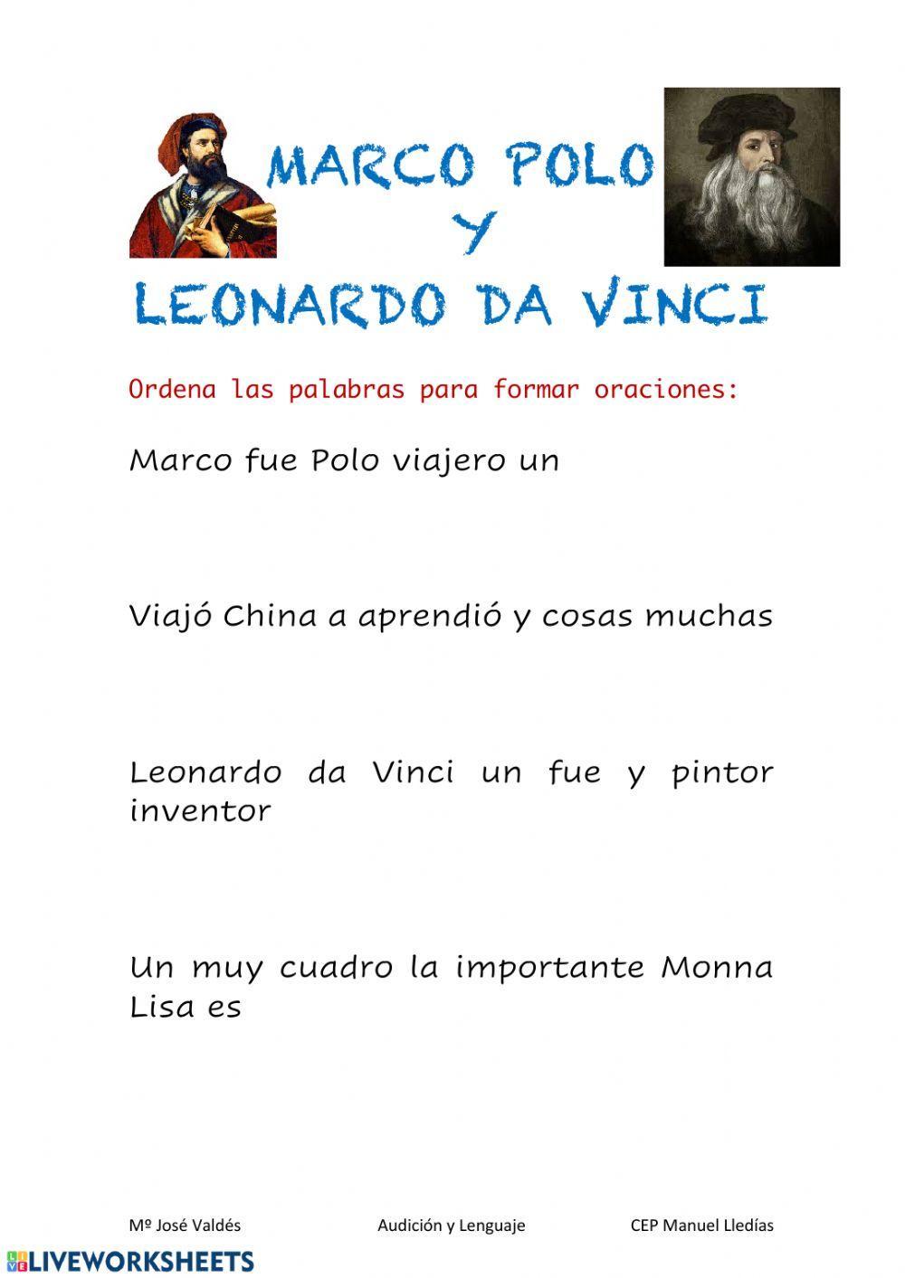 Ordena: Marco Polo Y Leonardo