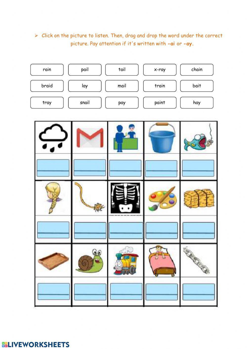 Liveworksheets--ai and -ay sounds