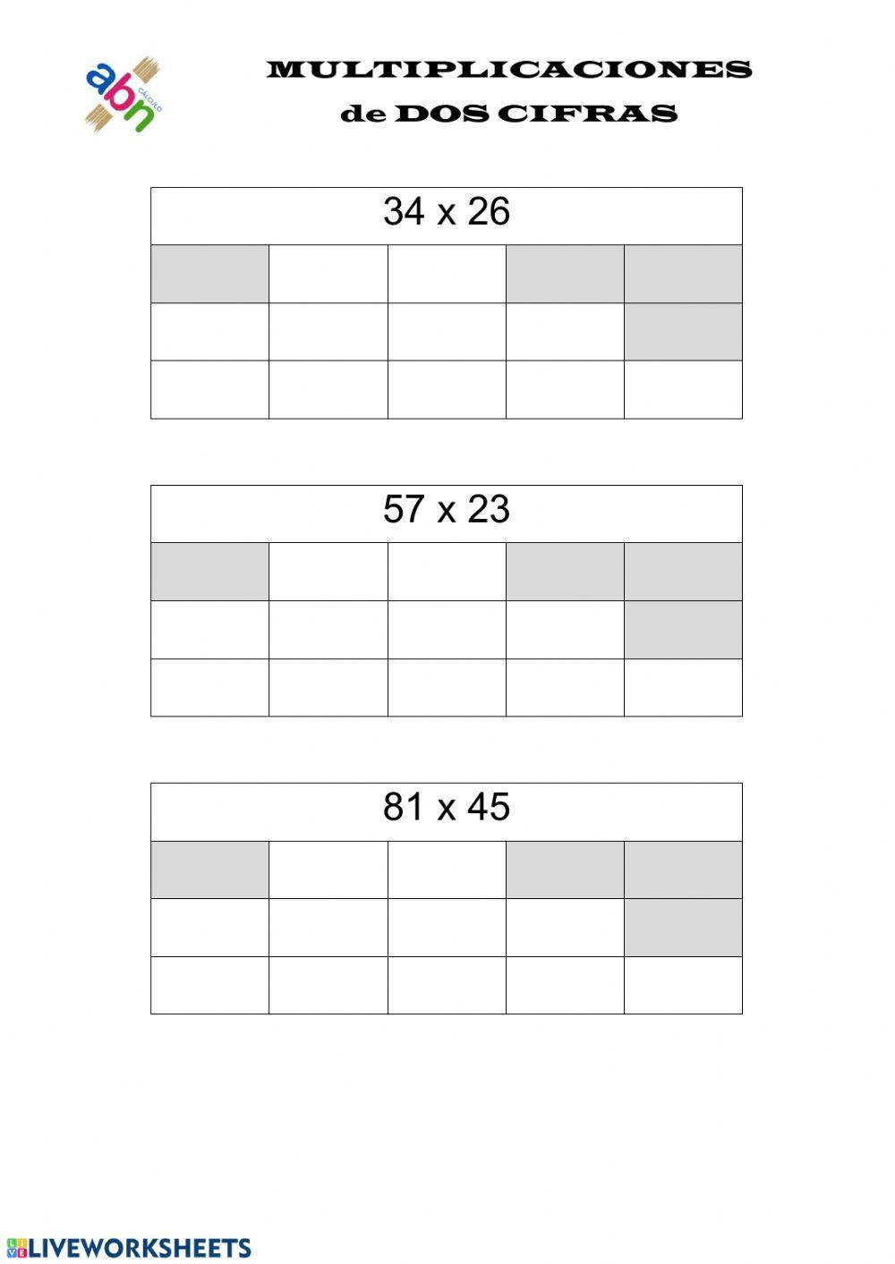 Multiplicaciones por dos cifras