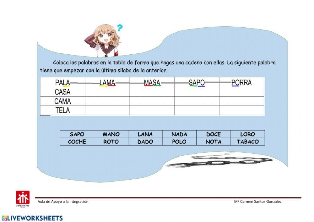 Trabajamos las sílabas