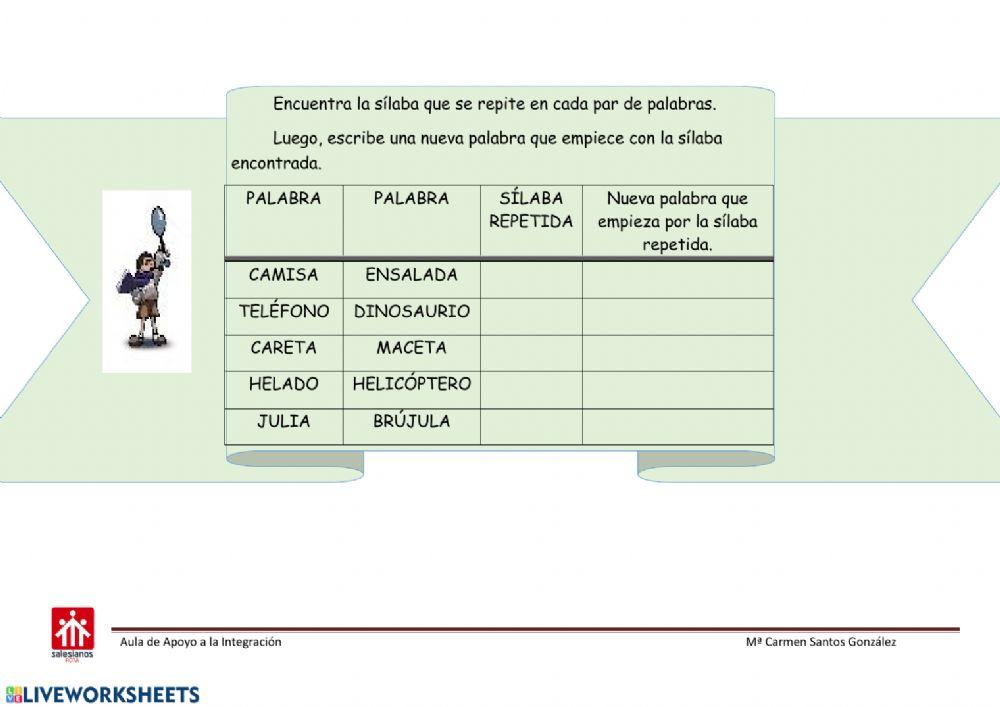 Trabajamos las sílabas