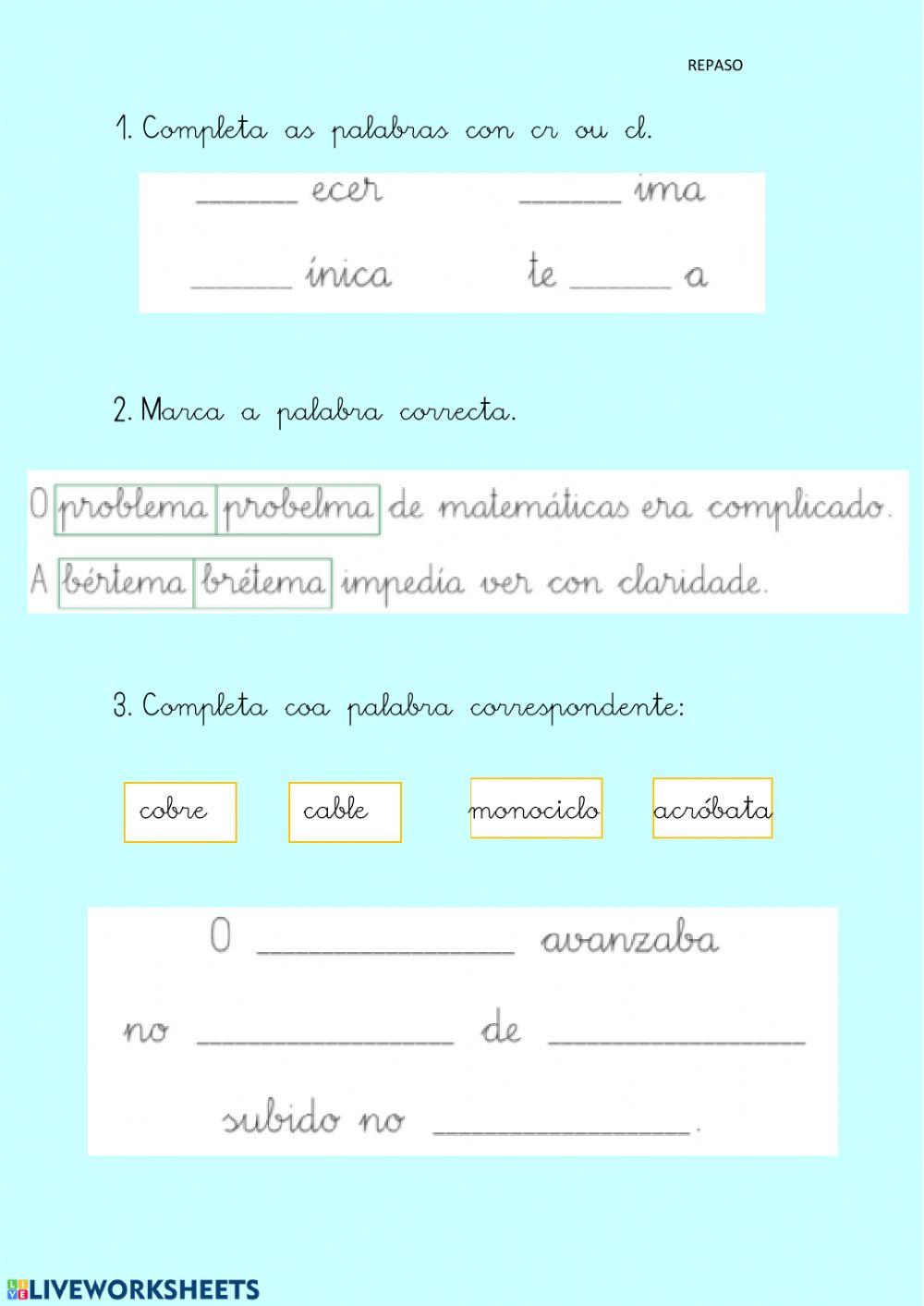 Repaso de lingua galega