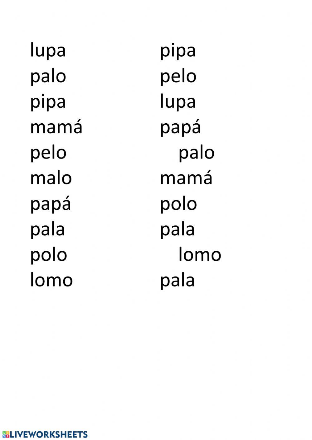 Une las palabras iguales