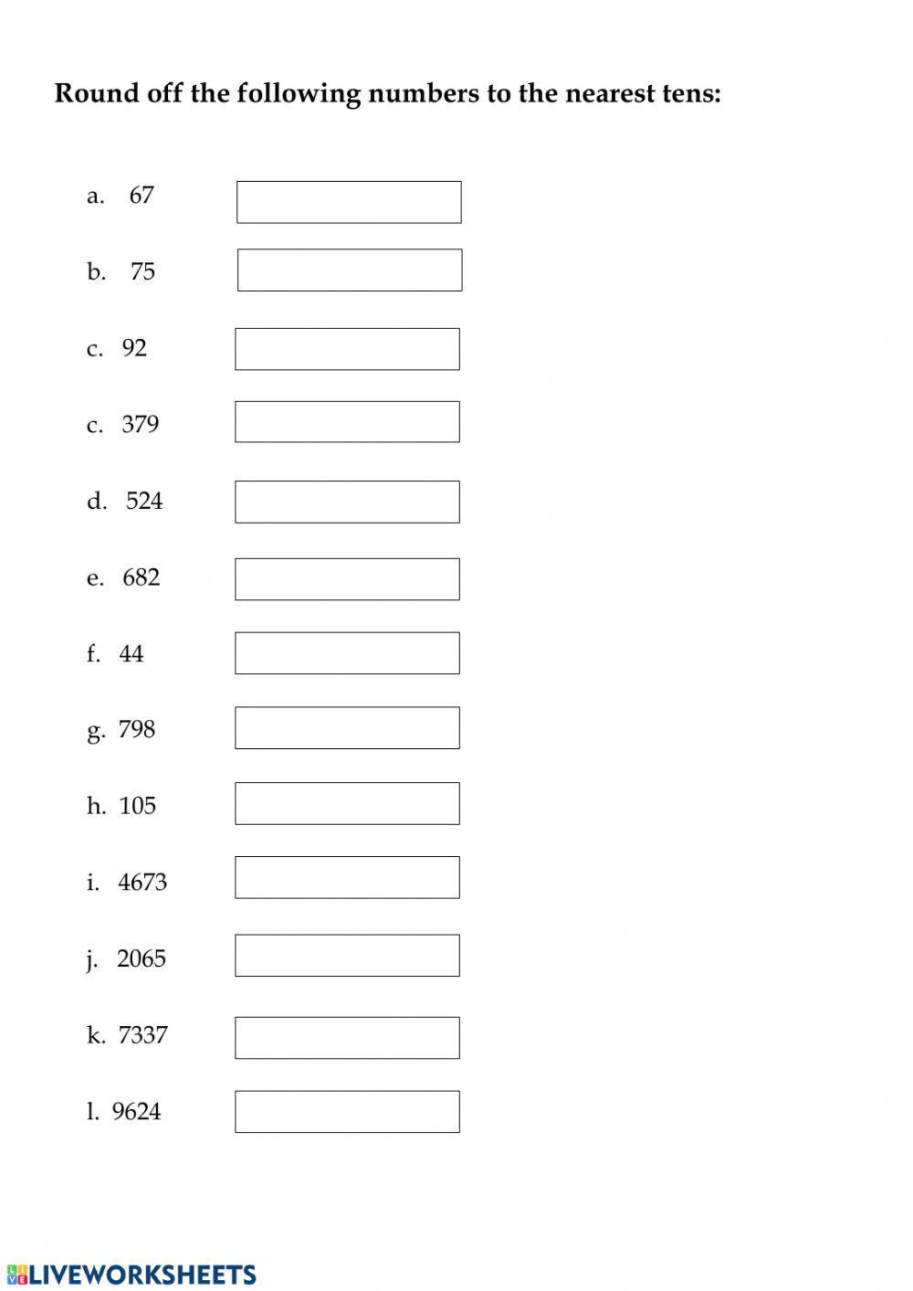 Round off to nearest tens