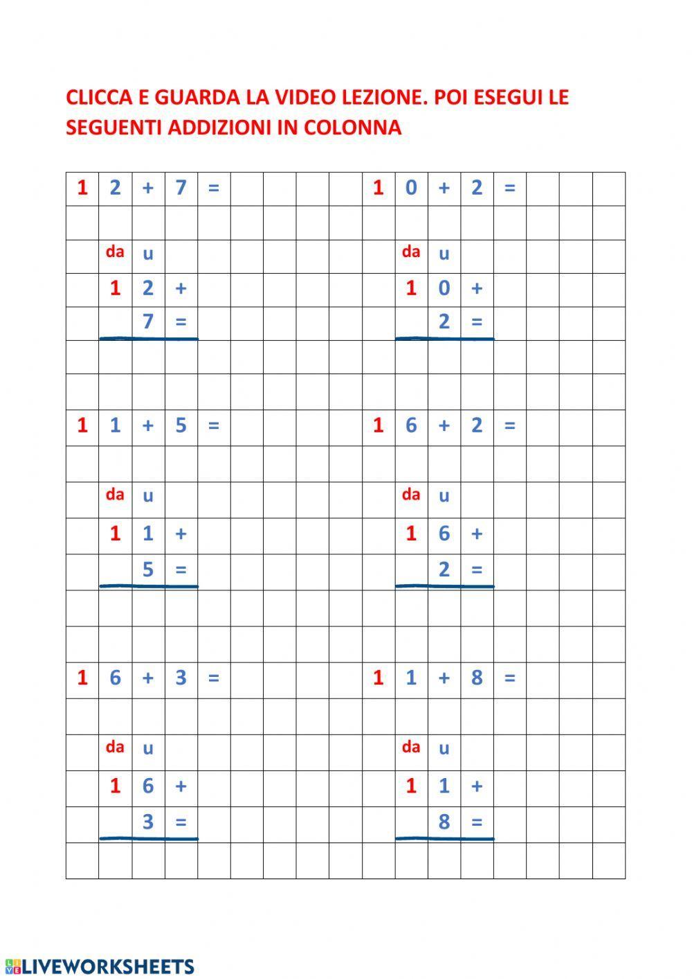 Addizioni in colonna