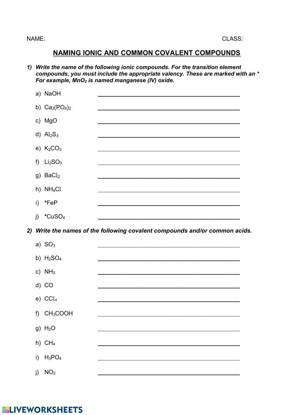 Naming Chemical Compounds