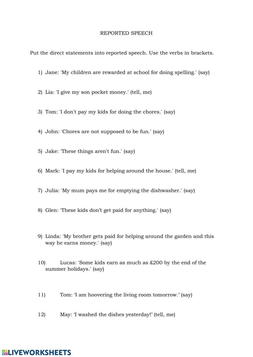 Reported speech in the present