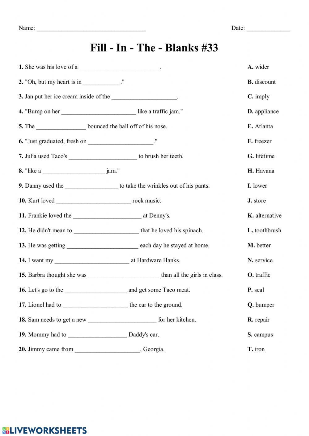 Fill In The Blanks -33