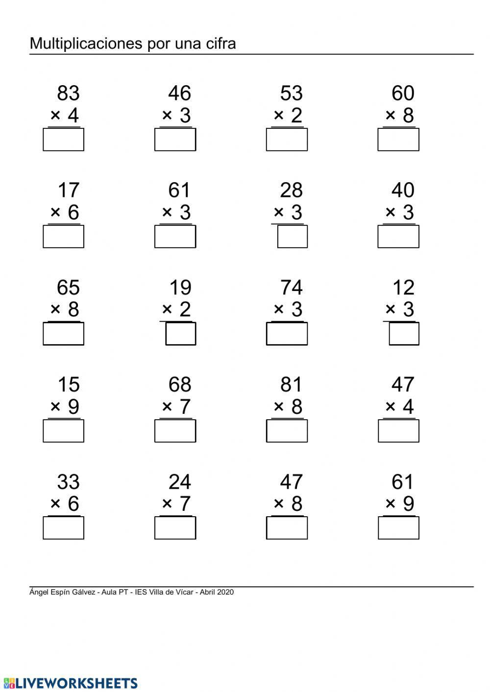 Multiplicar decenas por 2 al 9 Multiplicar decenas por 2 al 9